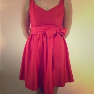 Red dress with belt